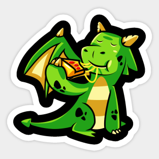 Cute Dragon Eats Pizza Mythical Creature Monster Sticker